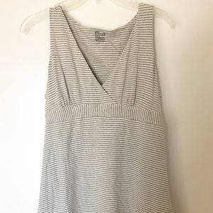 Cotton grey and white striped midi dress